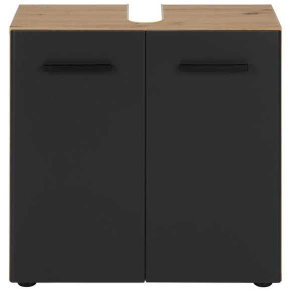 Waschbeckenunterschrank in Grau/Eichefarben