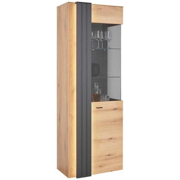 Vitrine in Eiche/Grau