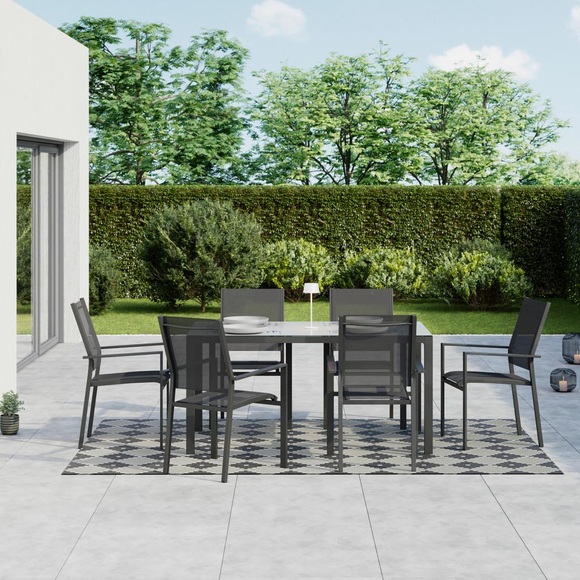 Gartentischgruppe Split Anthrazit, 7-teilig