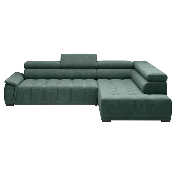 Ecksofa Gremio Rechts Dunkelgrün Chenille, Webstoff Dunkelgrün 
