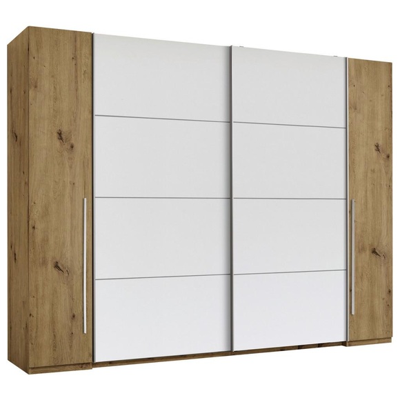 Schwebetürenschrank in Weiß/Eichefarben