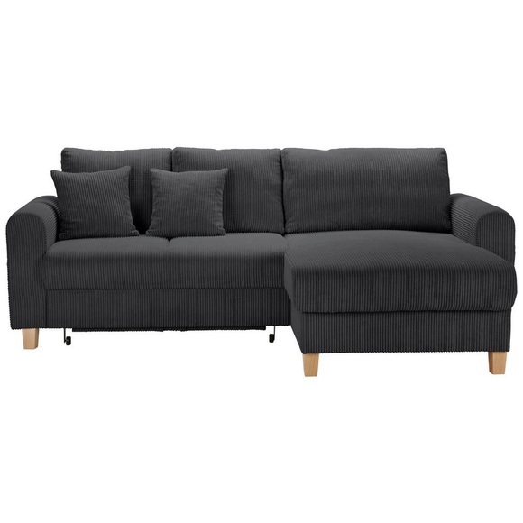 Ecksofa Lille Dunkelgrau Cord Dunkelgrau 