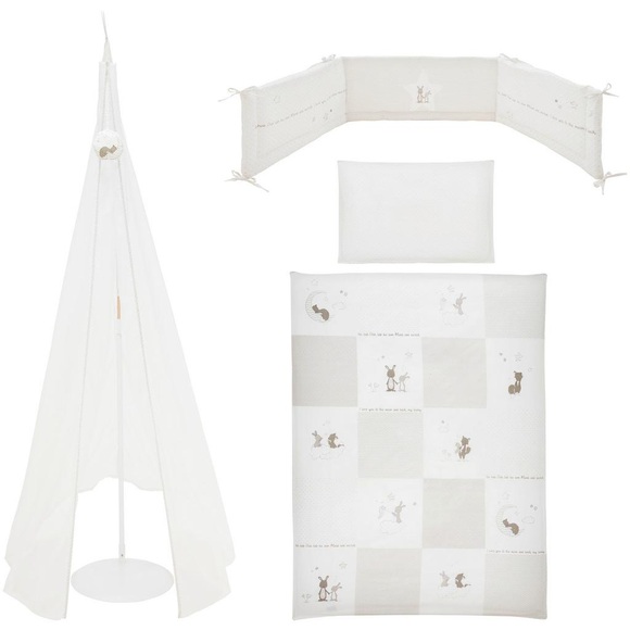 roba Kinderbettgarnitur 4tlg. 100x135cm Fox&Bunny - weiß - Gr.100x135 cm