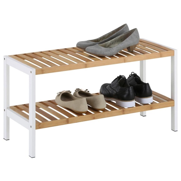 Schuhregal in Weiß/Naturfarben