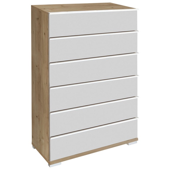 Venda Highboard 75/120/42 cm , Loft , weiss, Eiche Bianco , Metall , 75x120x42 cm , Dekorfolie,glänzend,Nachbildung , Typenauswahl, Beimöbel erhältlich, stehend , 000442002159