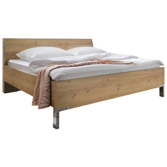 Venda Bett 200/200 cm in eiche bianco , Loft , Holzwerkstoff , 200 cm , verchromt,verchromt,Dekorfolie,Nachbildung , Lattenrosthöhe individuell einstellbar, in verschiedenen Holzdekoren erhältlich, In verschiedenen Grössen erhältlich , 0004420021