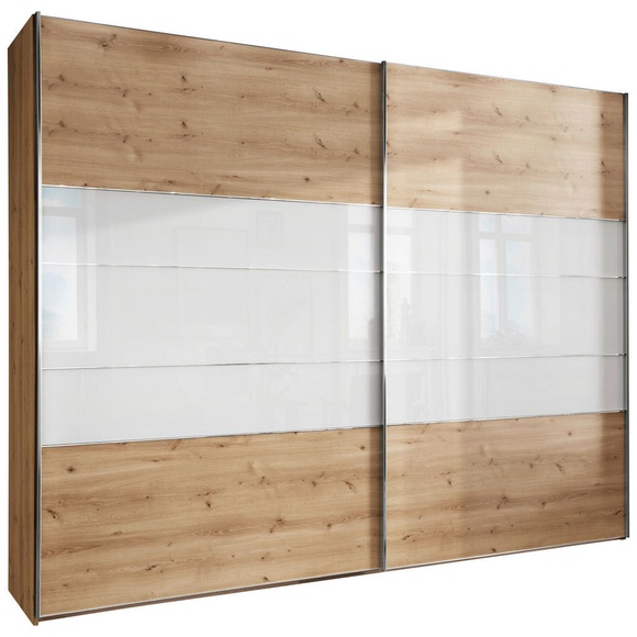 Voleo Schwebetürenschrank in weiss, eiche bianco , Arco , 300x236x67 cm , 000442005140