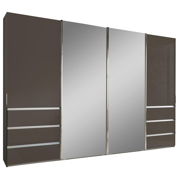 Novel Schwebetürenschrank in dunkelgrau , Malibu , Metall , 8 Fächer , 330x236x67 cm , Dekorfolie,Dekorfolie,Nachbildung,Nachbildung , Typenauswahl, Beimöbel erhältlich, umfangreiches Zubehör erhältlich, In verschiedenen Grössen erhältlich, i
