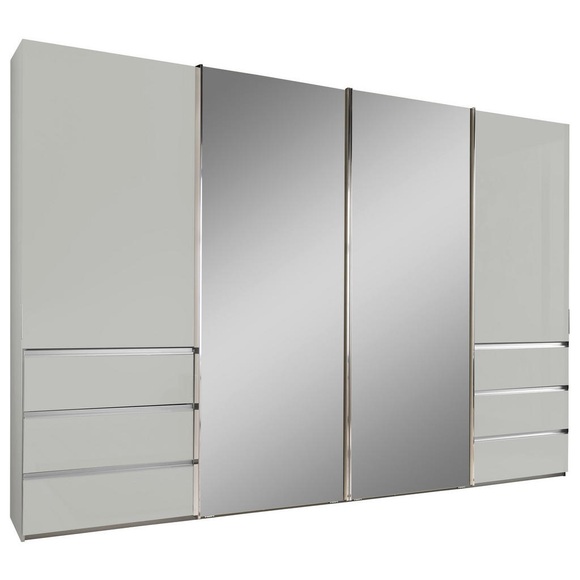 Novel Schwebetürenschrank in weiss , Malibu , Metall , 8 Fächer , 330x217x67 cm , Dekorfolie,Dekorfolie,Nachbildung,Nachbildung , Typenauswahl, Beimöbel erhältlich, umfangreiches Zubehör erhältlich, In verschiedenen Grössen erhältlich, in ver