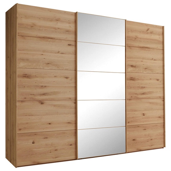 Linea Natura Schwebetürenschrank in eiche bianco , Cardiff , Holzwerkstoff , teilmassiv , 6 Fächer , 300x236x67 cm , glänzend,Echtholz, Nachbildung , in verschiedenen Holzarten erhältlich, In verschiedenen Grössen erhältlich , 000442029514