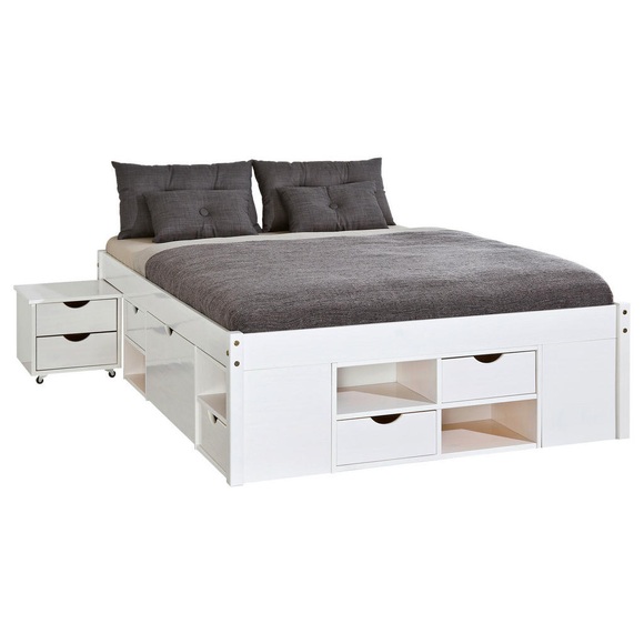 Funktionsbett aus FSC-Massivholz weiss