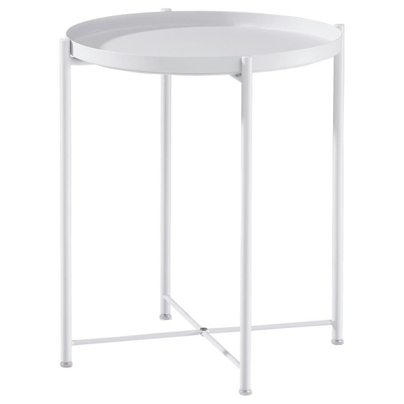 Carryhome Beistelltisch in metall 47,5/47,5/53 cm , Tim , weiss , 47.5x53x47.5 cm , pulverbeschichtet , abnehmbares Tablett , 000537000301