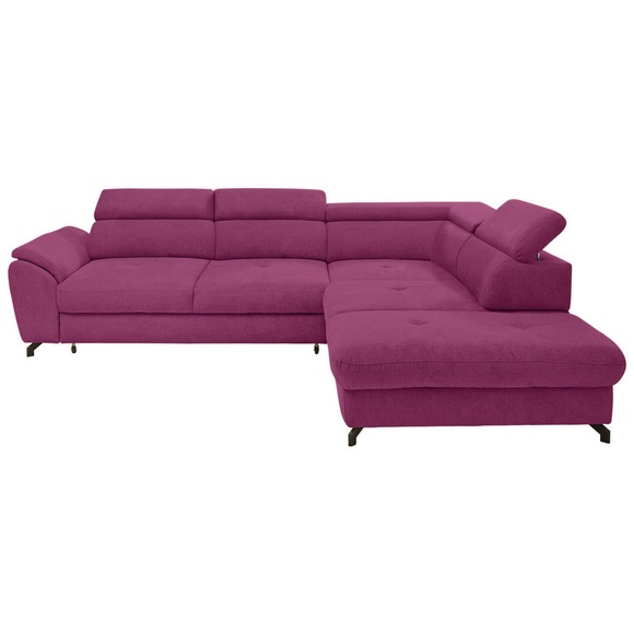 Stylife Wohnlandschaft inkl. funktion in webstoff magenta , Marola -Exklusiv- , Textil , 237 cm , matt,Webstoff , fleckschutzimprägniert, Fussart wählbar, Stoffauswahl, seitenverkehrt erhältlich, Hocker erhältlich, Rücken echt , 000553009534