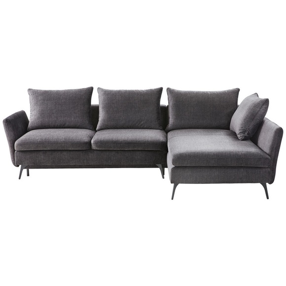 XXXLutz Wohnlandschaft inkl.funktionen in textil dunkelgrau , Calabria , 182 cm , matt , Stoffauswahl, seitenverkehrt erhältlich , 000553009315