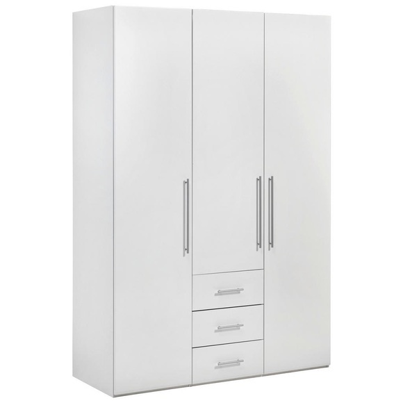 Xora Kleiderschrank in weiss , Magnum-Top- , Holzwerkstoff , 4 Fächer , 3 Schubladen , 147x219x59 cm , Hochglanz, lackiert, Melamin,Nachbildung , In verschiedenen Grössen erhältlich,In verschiedenen Grössen erhältlich,In verschiedenen Grössen e