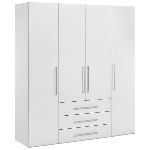 Xora Kleiderschrank in weiss , Magnum-Top- , Holzwerkstoff , 7 Fächer , 3 Schubladen , 196x219x59 cm , Hochglanz, lackiert, Melamin,Nachbildung , In verschiedenen Grössen erhältlich,In verschiedenen Grössen erhältlich,In verschiedenen Grössen e