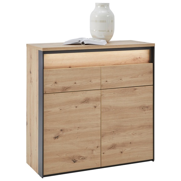 Voleo Kommode 88/88/38 cm , Edra , Schwarz, Eiche Artisan , Holzwerkstoff , 4 Fächer , 2 Schubladen , 88x88x38 cm , Melamin,Nachbildung , Typenauswahl, Beimöbel erhältlich, stehend , 000589000513