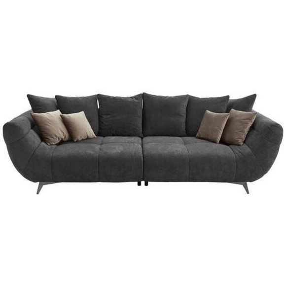 Hom`in Megasofa in textil schwarz , Fellini Ii , 300x95x133 cm , gebürstet, matt,Webstoff,Mikrofaser , Stoffauswahl , 000647004301