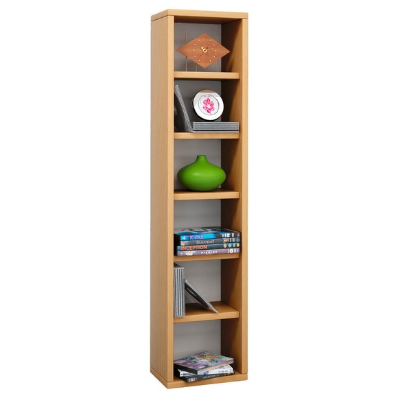 MID.YOU Cd-regal , Elementa , Buchefarben , Holzwerkstoff , 5 Fächer , 21x97.4x20 cm , Dekorfolie,Nachbildung , 000657006103