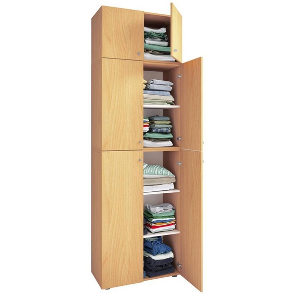 MID.YOU Kleiderschrank in weiss, buchefarben , Lona Xxl , Kunststoff , 3 Fächer , 70x223x39 cm , melaminharzbeschichtet,Nachbildung , 000657007676