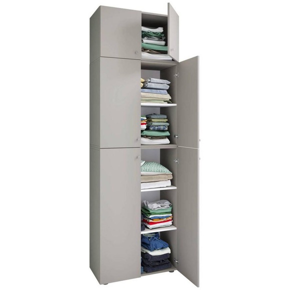 MID.YOU Kleiderschrank in grau, weiss , Lona Xxl , Kunststoff , 3 Fächer , 70x223x39 cm , melaminharzbeschichtet,Nachbildung , 000657007677