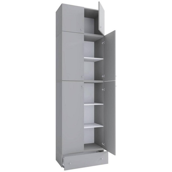 MID.YOU Kleiderschrank in grau, weiss , Lona Xxl , Kunststoff , 1 Schubladen , 70x240x39 cm , melaminharzbeschichtet,Nachbildung , 000657007685