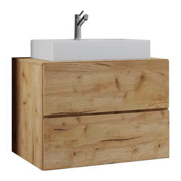 MID.YOU Waschtischkombi 80/64,2/51,4 cm , 2Tlg-Lendas , Weiss, Honigeiche , Holzwerkstoff , 80 cm , melaminharzbeschichtet,melaminharzbeschichtet,Nachbildung,Nachbildung , hängend , 000657014404