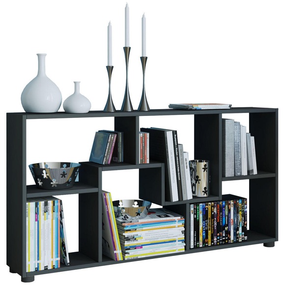 MID.YOU Regal 117/62/20 cm schwarz , Pintal , Holzwerkstoff , 117x62x20 cm , melaminharzbeschichtet,Nachbildung , erweiterbar , 000657014906