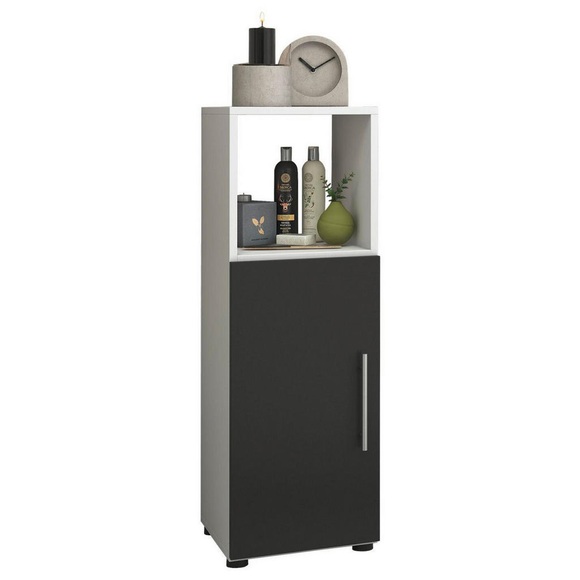 MID.YOU Midischrank 31/93/30 cm , Flandu , Schwarz, Weiss , Holzwerkstoff , 31x93x30 cm , melaminharzbeschichtet,melaminharzbeschichtet,matt,Nachbildung,Nachbildung , 000657014204