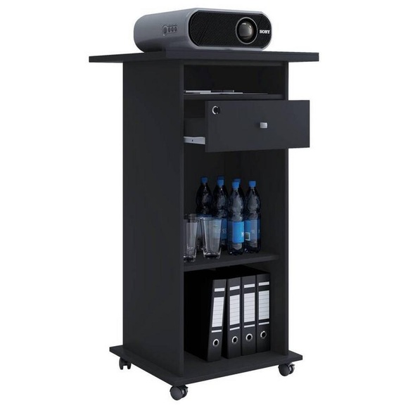 MID.YOU Stehtisch 60/50/108,3 cm , Neta , Schwarz , Holzwerkstoff , 50x108.3 cm , melaminharzbeschichtet,Nachbildung , 000657026003
