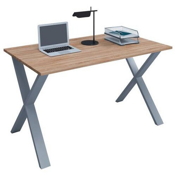 MID.YOU Schreibtisch 110/80/76 cm in silberfarben, sonoma eiche , Lona , Holzwerkstoff , 80x76 cm , melaminharzbeschichtet,Nachbildung , in verschiedenen Holz-Dekoren erhältlich , 00065702632N
