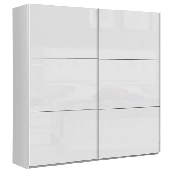 Carryhome Schwebetürenschrank in weiss , Leader , Holzwerkstoff , 2 Fächer , 200.1x209.7x61.2 cm , Hochglanz, Dekorfolie,Nachbildung , umfangreiches Zubehör erhältlich, In verschiedenen Grössen erhältlich,umfangreiches Zubehör erhältlich, In 