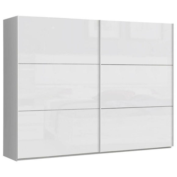 Carryhome Schwebetürenschrank in weiss , Leader , Holzwerkstoff , 3 Fächer , 269.9x209.7x61.2 cm , Hochglanz, Dekorfolie,Nachbildung , umfangreiches Zubehör erhältlich, In verschiedenen Grössen erhältlich,umfangreiches Zubehör erhältlich, In 