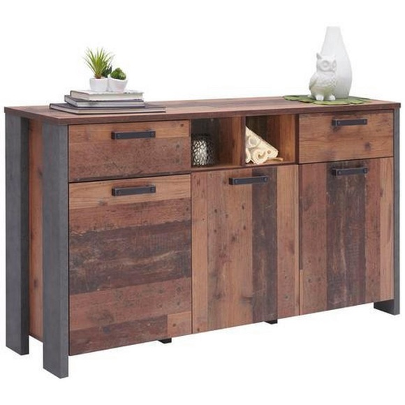 Kommode CLIF 3 Türen 2 Schubladen vintage holz