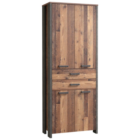 MID.YOU Aktenschrank 86/221/42 cm , Cliff , Braun, Dunkelgrau , Holzwerkstoff , 3 Fächer , 86x221x42 cm , Dekorfolie,Dekorfolie,Dekorfolie,Nachbildung,Nachbildung , Typenauswahl , 000687050909