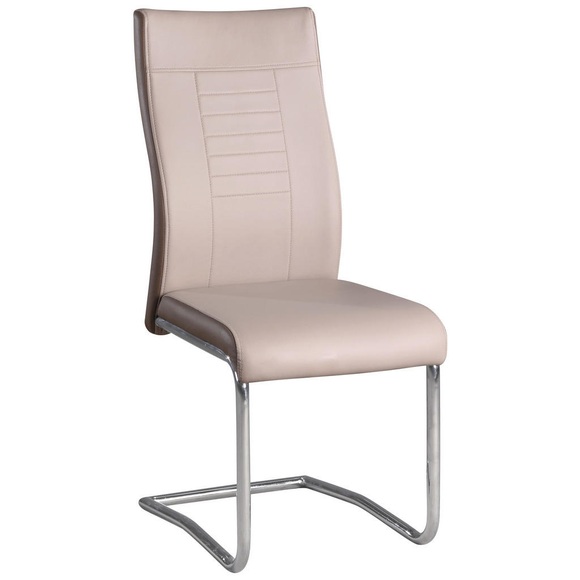 Carryhome Schwingstuhl in textil creme, dunkelbraun , Werner -Top- , 43x98x60 cm , Lederlook , 000758006301