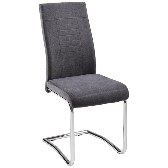 Carryhome Schwingstuhl in metall, textil anthrazit, grau, chromfarben , Werner -Top- , 43x98x60 cm , verchromt,Webstoff , Stoffauswahl , 000758006303