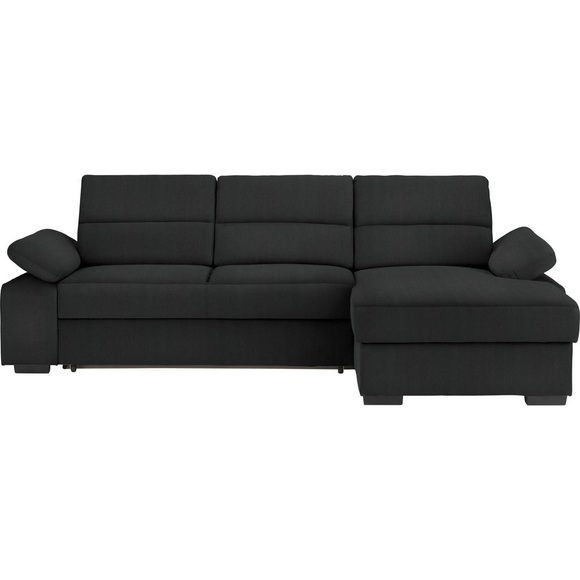 Cantus Ecksofa in webstoff schwarz , Norman -Exklusiv- , Textil , Uni , 258x166 cm , matt,Webstoff , Typenauswahl, Stoffauswahl, seitenverkehrt erhältlich, Hocker erhältlich , 00081200013J