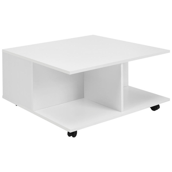 MID.YOU Couchtisch in holzwerkstoff 70/70/36,5 cm , Couchtisch , Weiss , 2 Schubladen , 70x36.5 cm , melaminharzbeschichtet, foliert,Nachbildung , Stauraum, offenes Fach , 000850028501