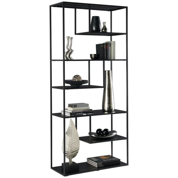 Carryhome Regal 85/188/35 cm schwarz , Linus , Metall , 85x188x35 cm , pulverbeschichtet , 000874000101