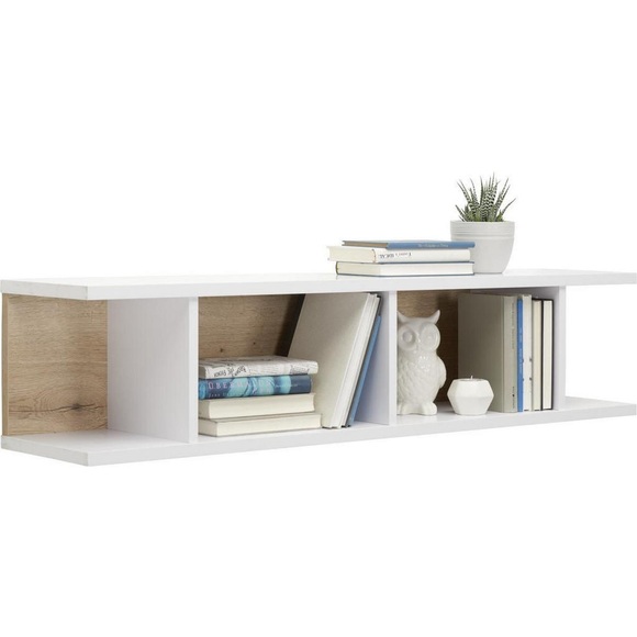 Hom`in Wandboard in 125/28/27 cm weiss, eichefarben , Spectre , Holzwerkstoff , 125x28x27 cm , Dekorfolie,Nachbildung , 000003000614