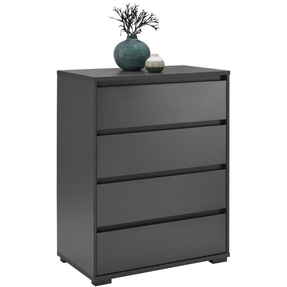 Carryhome Kommode 80/103/48 cm , Line , Anthrazit , Holzwerkstoff , 80x103x48 cm , Dekorfolie,Nachbildung , Typenauswahl, Beimöbel erhältlich , 000003007102