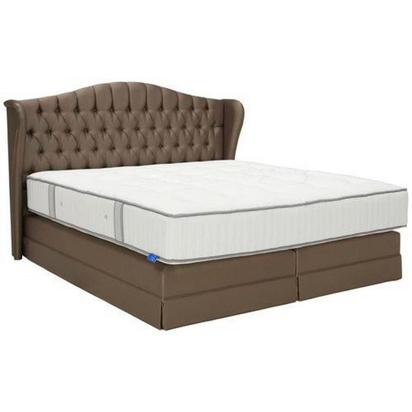 Vienna Royal Beds Boxspringbett 180/200 cm in grau , Adante Deluxe , Textil , Fichte , massiv , unterschiedliche Matratzenhärtegrade je Bettseite, H2+H3=mittel bis ca.80kg+fest ab ca.80kg , 180x200 cm , Natur,Damast,Webstoff,Echtholz , Matratze, gep