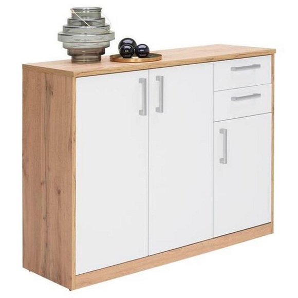 Xora Kommode 106/84/36 cm , Easy -Top- , weiss, Eichefarben , Holzwerkstoff , 2 Schubladen , 106x84x36 cm , Dekorfolie,Nachbildung , Beimöbel erhältlich,Beimöbel erhältlich,Beimöbel erhältlich , 000017003306