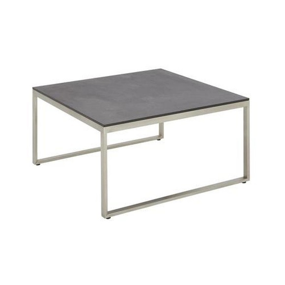 Amatio Loungetisch , Girona , Edelstahlfarben, Dunkelbraun , Metall, Kunststoff , 76x43x76 cm , Bürstfinish,matt , 000060000437