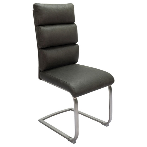Novel Schwingstuhl in edelstahl webstoff , Ostia , Grau, Edelstahlfarben , Metall, Textil , 47x106x63 cm , gebürstet,Webstoff , 000069010701