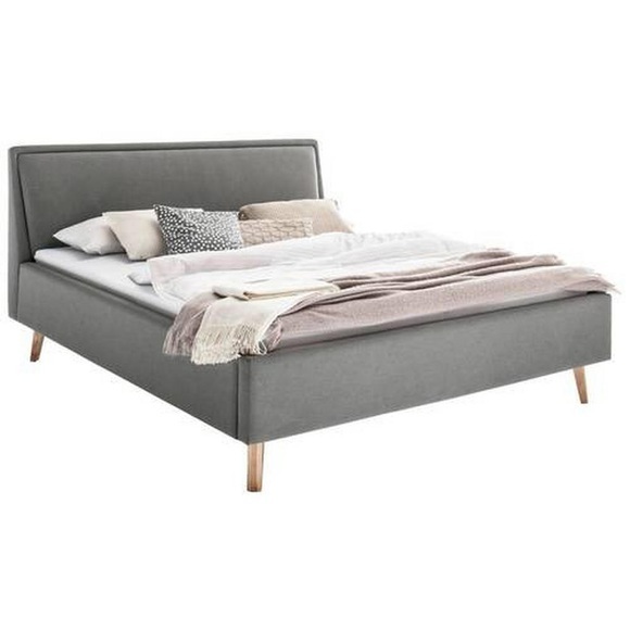Novel - Bett FRIEDA_8096 - Textil - hellgrau - 140x200