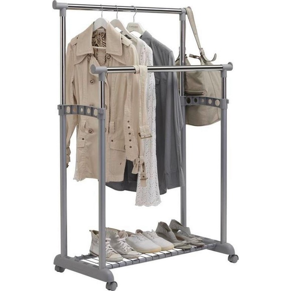 Boxxx Kleiderwagen in alufarben, chromfarben , Elisa , Metall, Kunststoff , 85x100-178x43 cm , pulverbeschichtet, verchromt,matt , Schuhablage , 000109000201