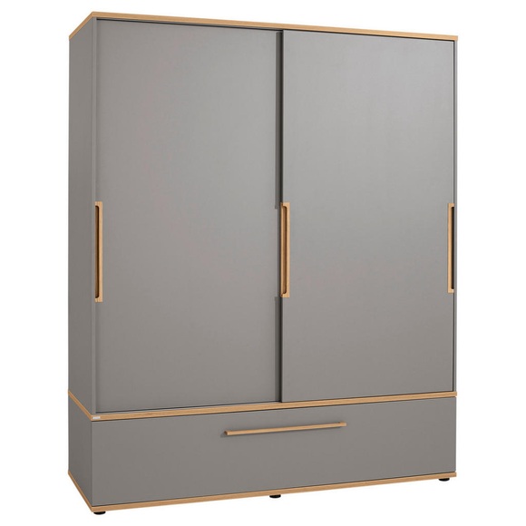 Paidi Schiebetürenschrank in grau, eichefarben , Sten , Holzwerkstoff , 7 Fächer , 1 Schubladen , 164x200x62 cm , melaminharzbeschichtet,melaminharzbeschichtet,Nachbildung,Nachbildung , 000345029001