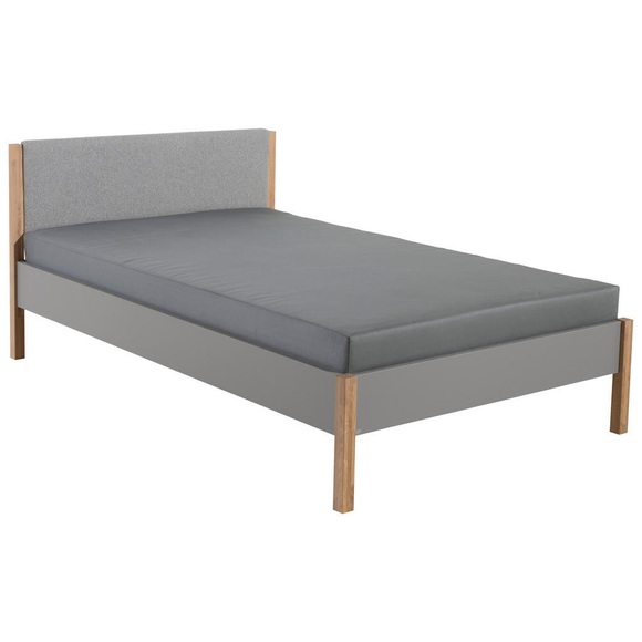 Paidi Bett 120/200 cm in grau, eichefarben , Sten Traumbett X , Textil, Holzwerkstoff , massiv , 120 cm , melaminharzbeschichtet,Mikrofaser,Echtholz, Nachbildung , gepolstertes Kopfteil , 000345029006